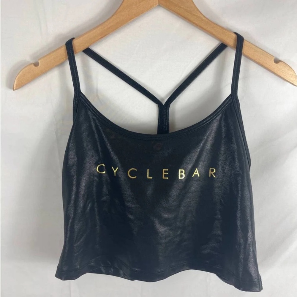Beyond Yoga Cyclebar Faux Leather crop top XL
racerback